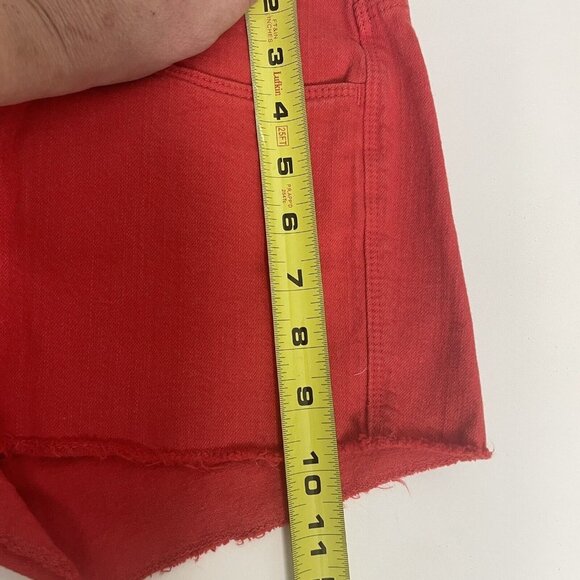 EEUC Madewell Red Denim Cut Off Shorts Size 26 Inseam 2" Jean Low Rise - Picture 8 of 10